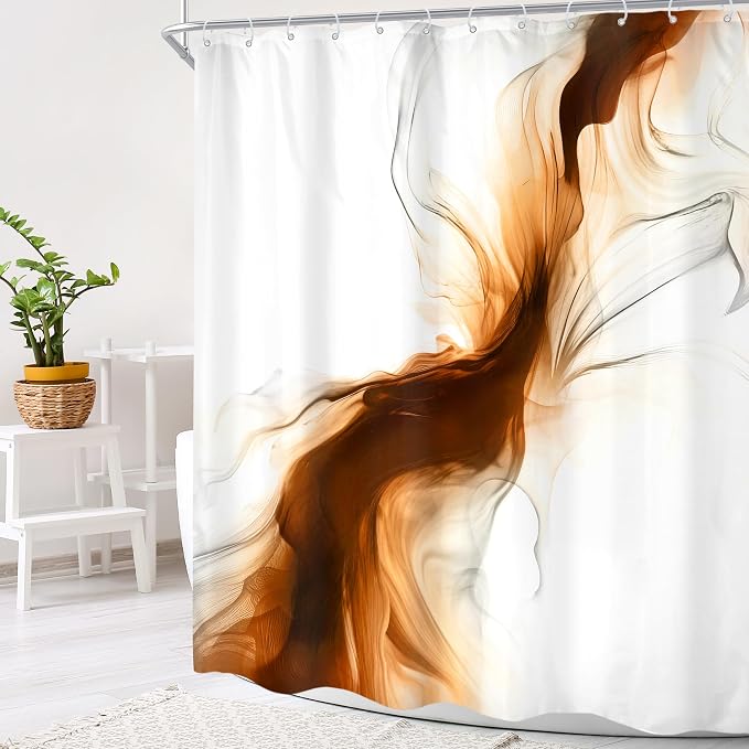 Cinbloo Burnt Orange 60Wx72H Shower Curtain Abstract Bathroom Decor - Image 3