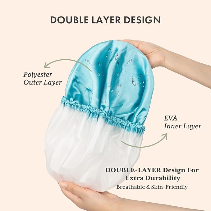 AmazerBath Shower Cap, Double Layers Hair Cap - Image 2