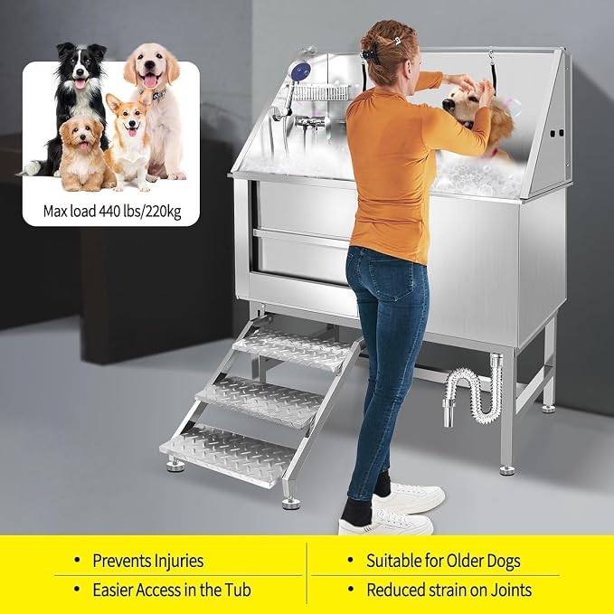 50 Inch Stainless Steel Dog Washing Station, Professional Grooming Tub - Image 4