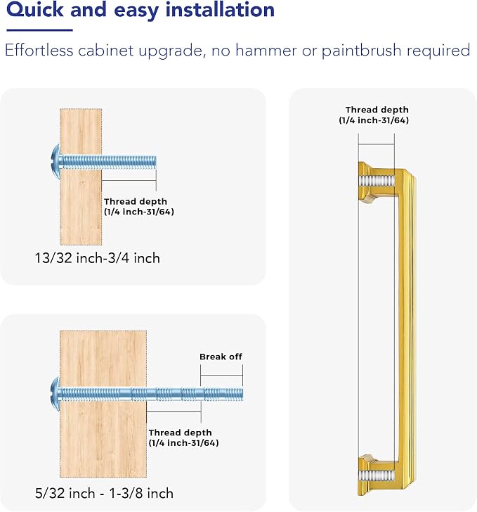 Ravinte Hardware 5 Pack Brushed Brass Cabinet Pulls, 5 Inch Hole Center Zinc - Image 3