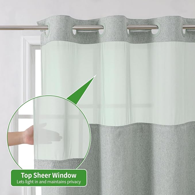 Stall No Hooks Needed Linen Textured Shower Curtain - Image 3
