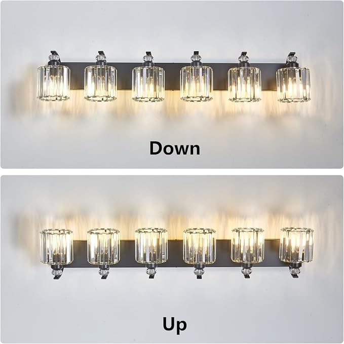 6-Light Black Bathroom Light Fixture Modern Vanity Lights Over Mirror Vintage - Image 8
