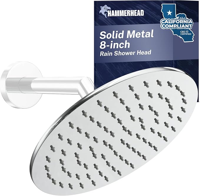 HammerHead Showers® Solid Metal 8 Inch Rainfall Shower Head – CHROME by HammerHeadShowers