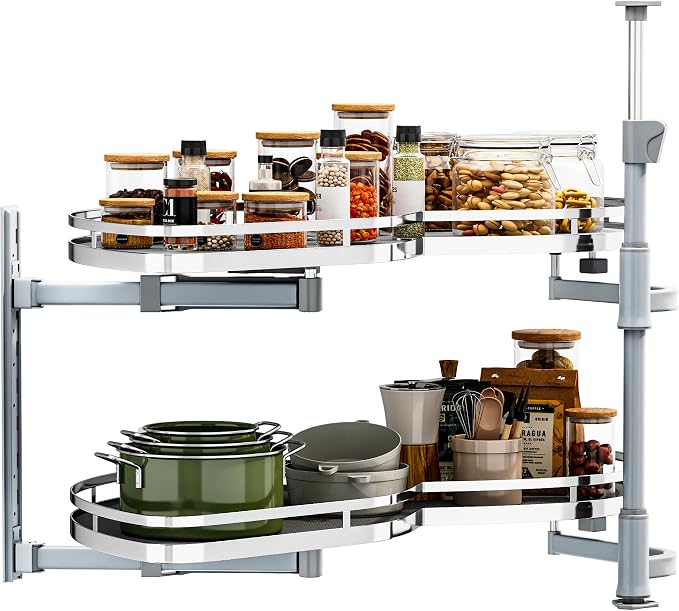 DWVO Corner Cabinet Organizer, 2-Tier Blind Corner Pull Out by DWVO