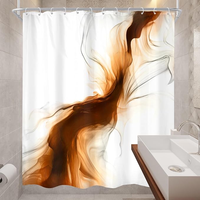 Cinbloo Burnt Orange 60Wx72H Shower Curtain Abstract Bathroom Decor - Image 4