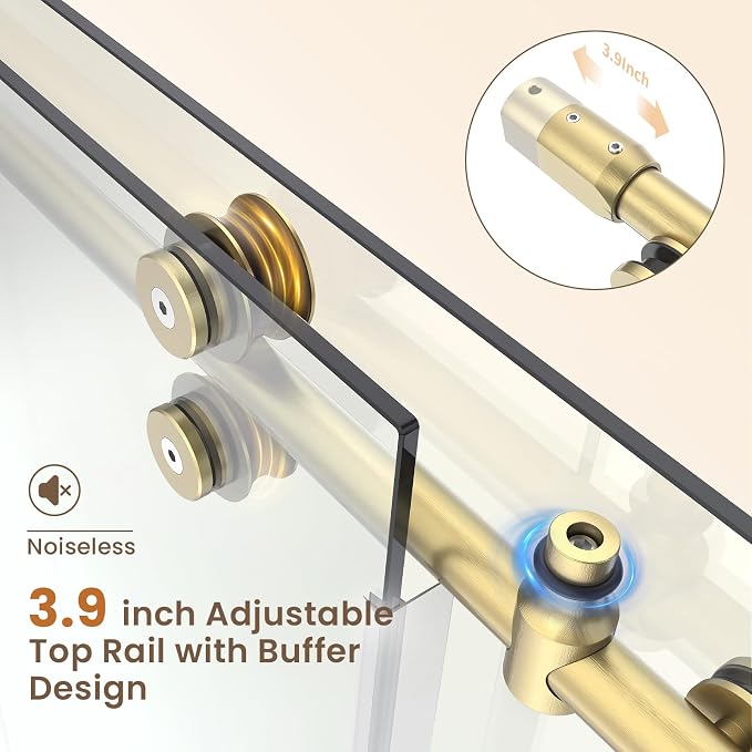 Bathbliss Glass Shower Door 56"-60" Wx60 H, Frameless Sliding Glass Door - Image 2