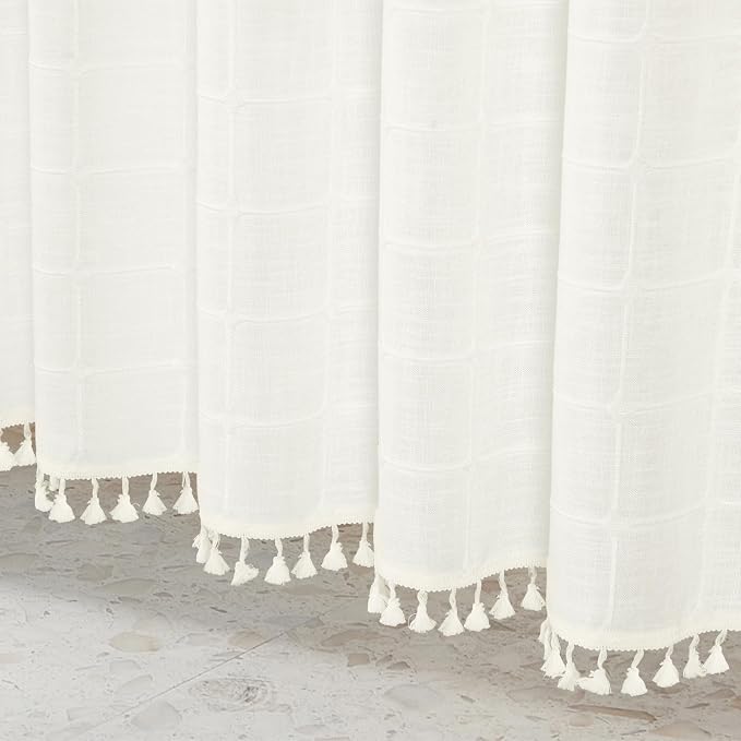 MitoVilla Cream White Small Stall Shower Curtain 36 x 72, Narrow Polyester - Image 5