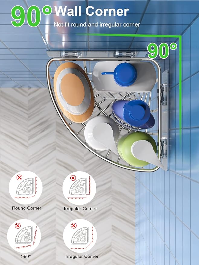 SMARTAKE 2-Pack Corner Shower Caddy Deep Basket Design, SUS304 Stainless Steel - Image 2