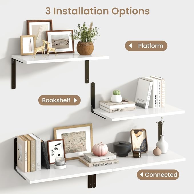 Fun Memories Floating Shelves for Wall, 12 Inch Deep Floating Shelves Set of 2 - Image 6