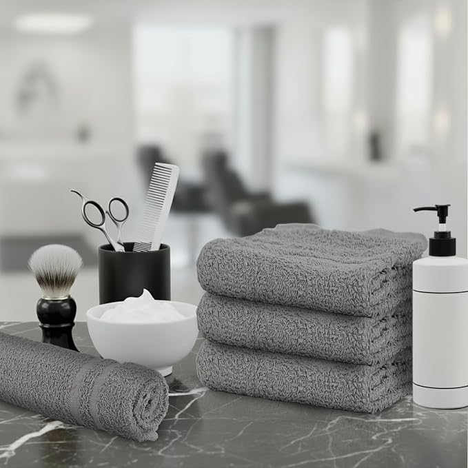 Salon Towels – 50 Pack Grey Hand Towels 100% Cotton Spa Towels – 16x27 inches - Image 4