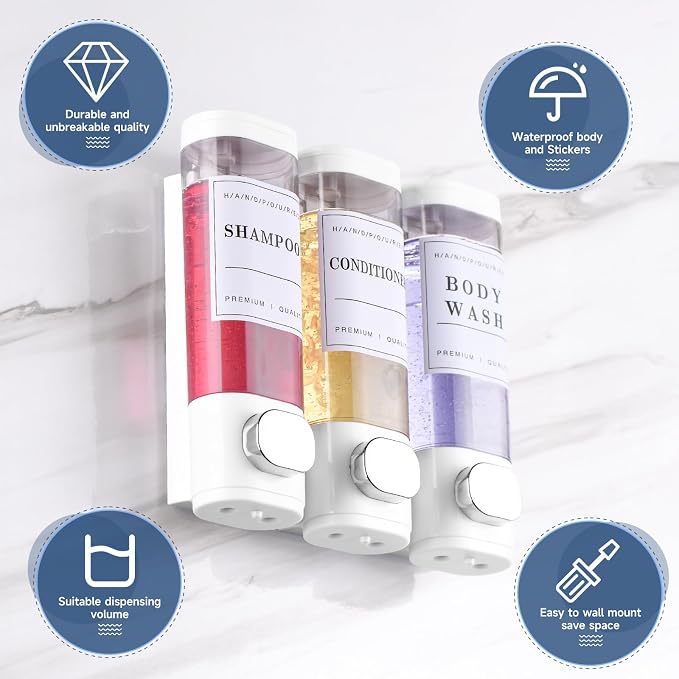 Shower Soap Dispenser Wall Mounted No Drill Shampoo Dispenser - Image 2