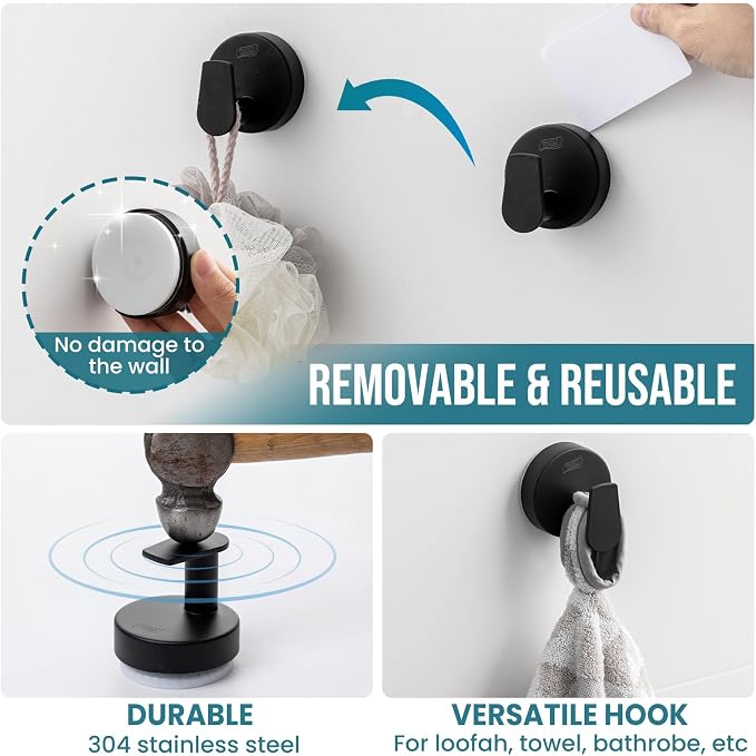TAILI Stylish 304 Stainless Steel Bathroom Suction Hooks - Image 8