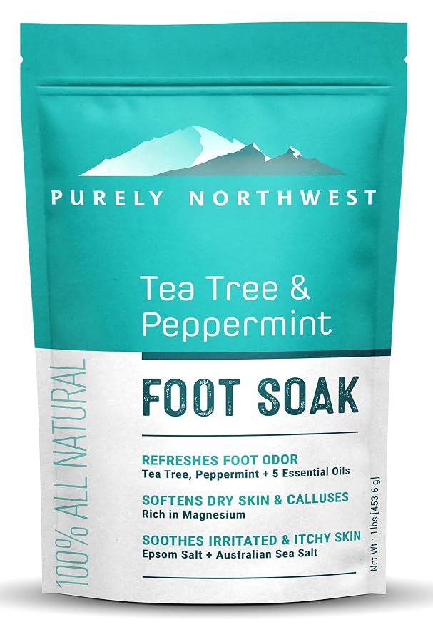 Epsom Salt Tea Tree Foot Soak-Toenail Repair, Softens Thick Calluses & Corns by PurelyNorthwest