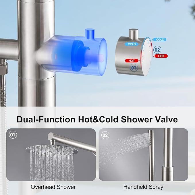 RBROHANT Freestanding Outdoor Shower, 316 Marine Grade Stainless Steel Beach - Image 5