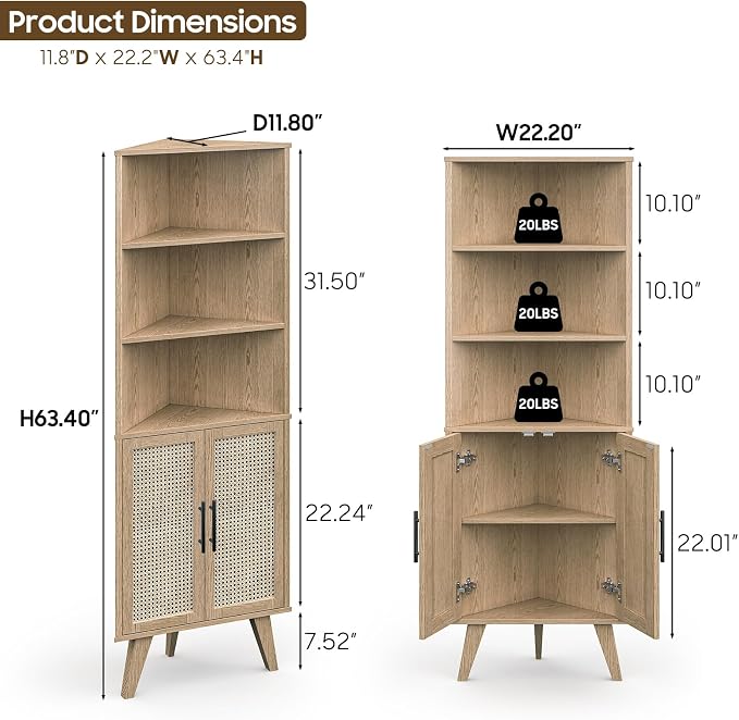 Corner Storage Cabinet, Free Standing Corner Storage Cabinet - Image 2