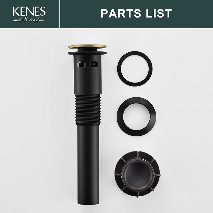 KENES Brushed Gold Pop Up Bathroom Sink Drain - Image 9