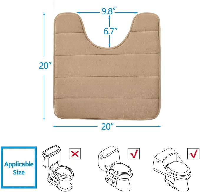 Buganda Memory Foam U-Shaped Contour Toilet Rugs, Non Slip Absorbent, Thick - Image 2