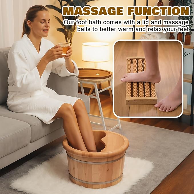 Geelin 10.24 Inch Tall Wooden Foot Bath Bucket - Image 5