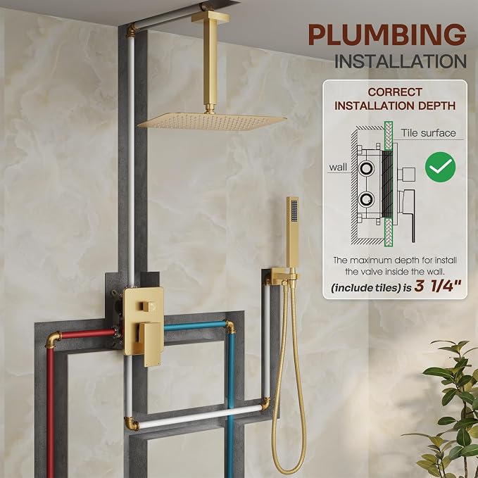Ceiling Mount Shower Faucet Set, High-Pressure Showerheads Set - Image 2