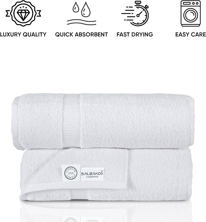 SALBAKOS 100% Turkish Cotton Extra Large Bath Sheet Set of 2 35x70 inch | - Image 9