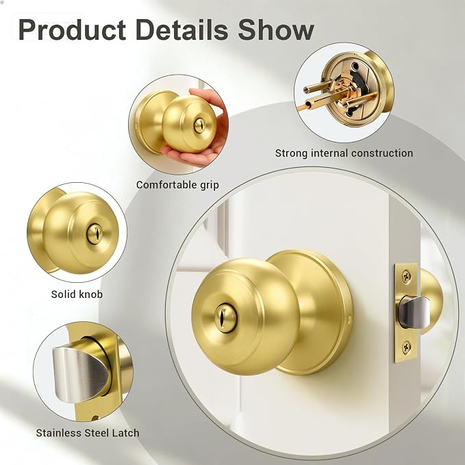 KNOBWELL 6 Pack Privacy Door Knob - Image 6