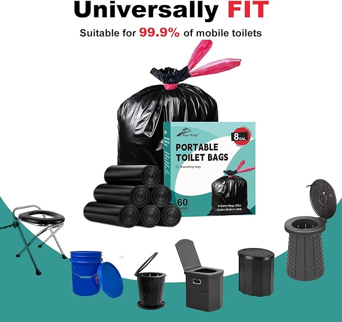 Portable Toilet Bags，Drawstring Camping Toilet Bags Toilet Trash Bags Leak-Proof - Image 5