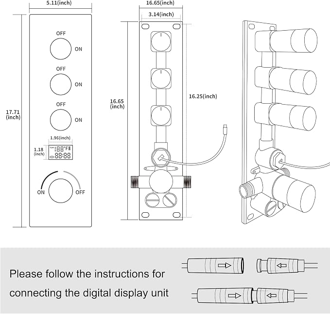 Digital Display Shower Faucet Set Matte Black Shower System - Image 7