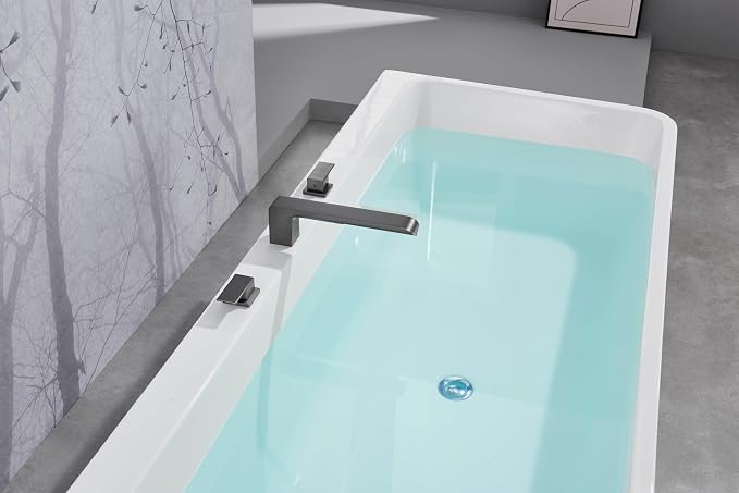 SITGES Minimalist Square-Shaped Bathtub Faucet, 2-Handle Widespread Roman Tub - Image 4