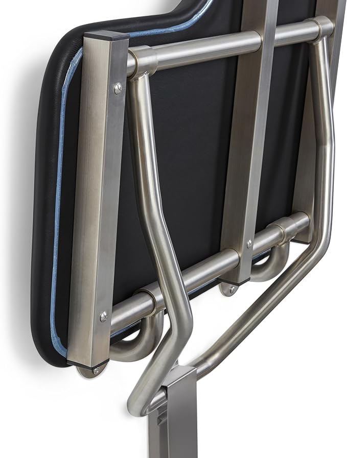 28" x 22.5" Black Padded Cushion Wall Mount Folding Left-Handed Transfer Bench - Image 7