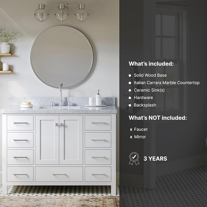 ARIEL Cambridge 49" White Bathroom Vanity - Image 6
