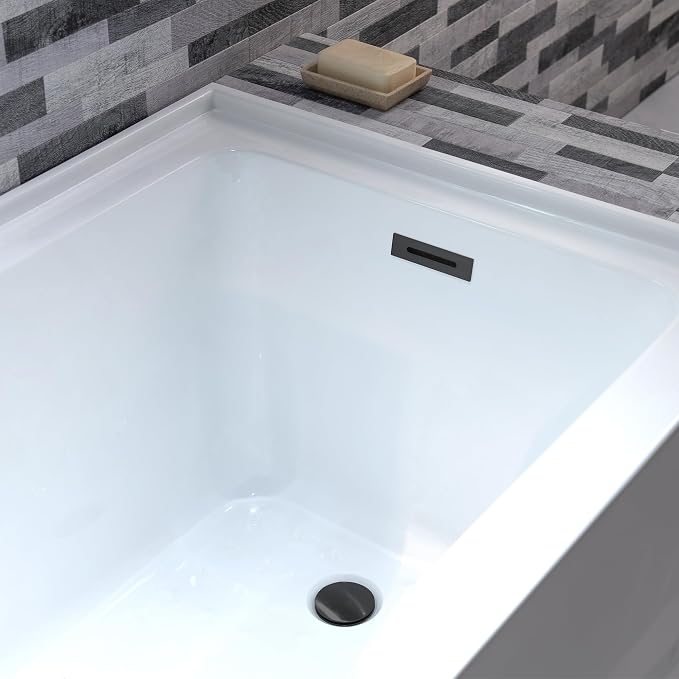 WOODBRIDGE 60" Acrylic Rectangular Alcove Soaking Bathtub in White - Image 8
