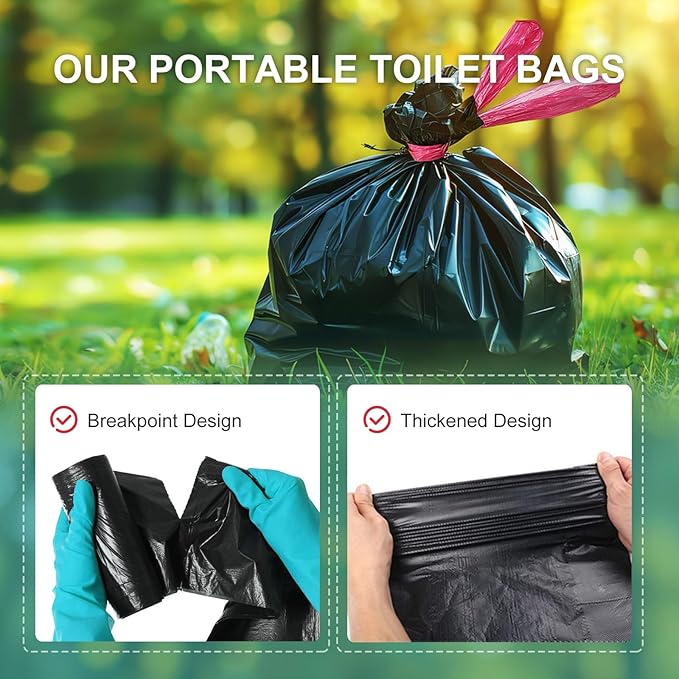 Portable Toilet Bags，Drawstring Camping Toilet Bags Toilet Trash Bags Leak-Proof - Image 3
