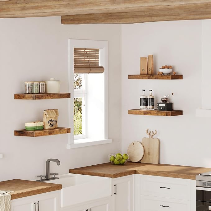 Floating Shelves for Wall, 1.5" Thick Wall Shelf Set of 4 - Image 6