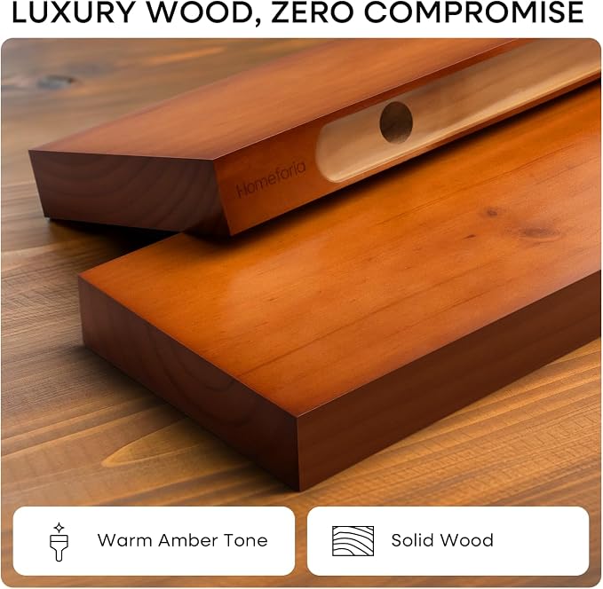 Homeforia Floating 60 inch Oak Shelves, High End Solid Real Wood 60inch - Image 3