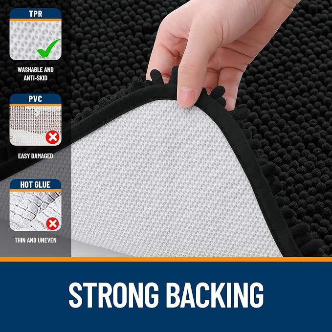 OLANLY Bathroom Rugs 59x20, Extra Soft Absorbent Chenille Bath Rugs, Rubber - Image 6