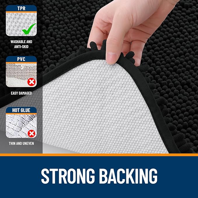 OLANLY Bathroom Rugs 70x46, Extra Soft Absorbent Chenille Bath Rugs, Rubber - Image 6