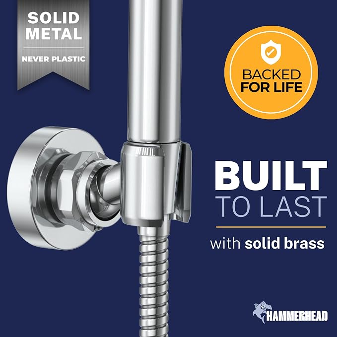 HammerHead Showers® Solid Metal Handheld Shower Head Holder Wall Mount – Chrome - Image 3
