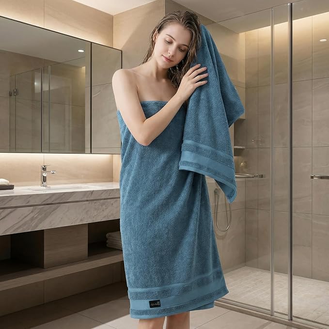 REDKISS Large Bath Towels Set 2 Piece, 100% Cotton, 31x63 in, Heavyweight 760G - Image 2
