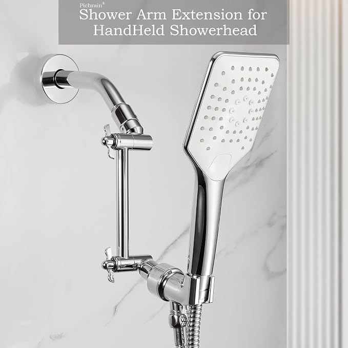 6 Inch Adjustable Shower Head Extension Arm, All-Metal Shower Arm Extender - Image 3