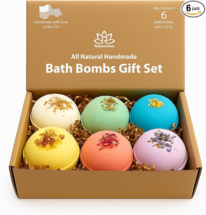 Handmade in USA Organic Bath Bombs Gift Set by Relaxcation