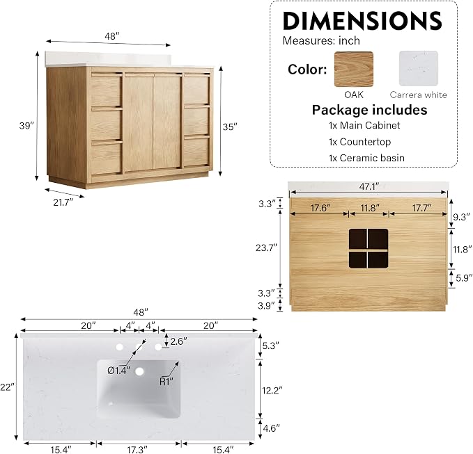 WELLFOR 48" Bathroom Vanity - Image 2