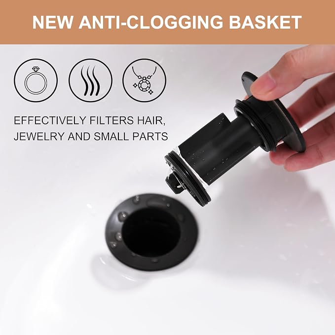 KENES Oil Rubbed Bronze Bathroom Vessel Pop Up Sink Drain, Vanity Faucet Sink - Image 7