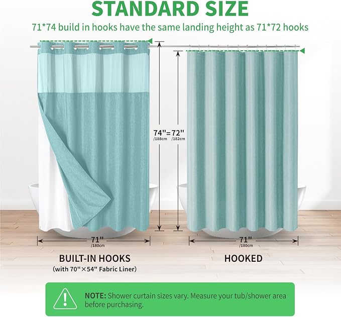 No Hooks Needed Linen Textured Shower Curtain - Image 7