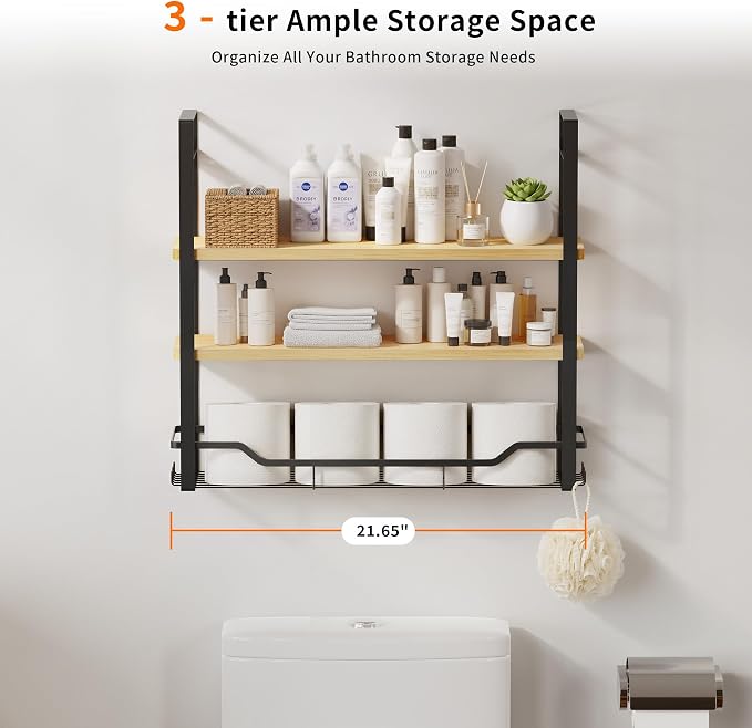 Bathroom Shelves Over Toilet Storage - Image 3