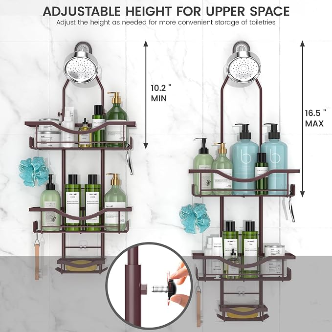 REINHARDT Shower Caddy Hanging Adjustable, Extended Length Rustproof Showers - Image 2