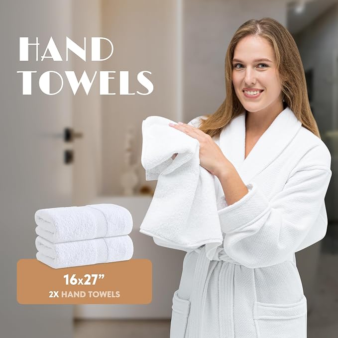 White Bath Towel Set of 6 - Image 5