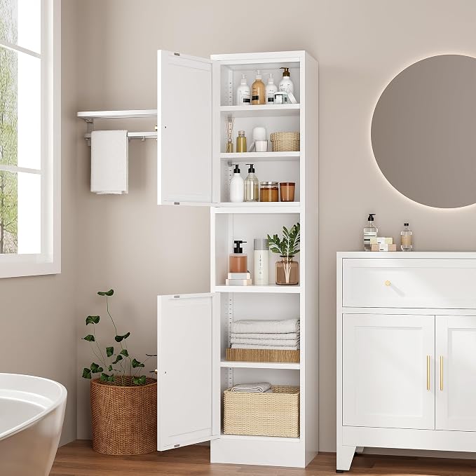 Tall Narrow Storage Cabinet, Metal Pantry Cabinet - Image 3