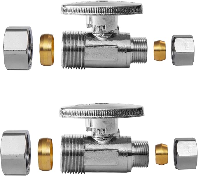 2-Pack EFIELD Straight Stop Valve 1/2" Nominal Compression x 3/8" OD by EFIELDPEXTUBING
