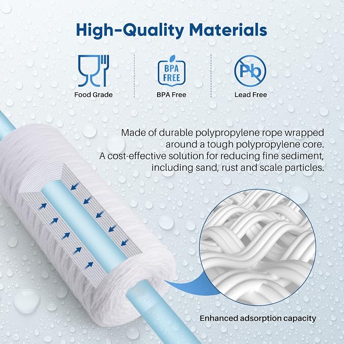 PUREPLUS 5 Micron 10 x 4.5 Whole House String Wound Sediment Filter - Image 4