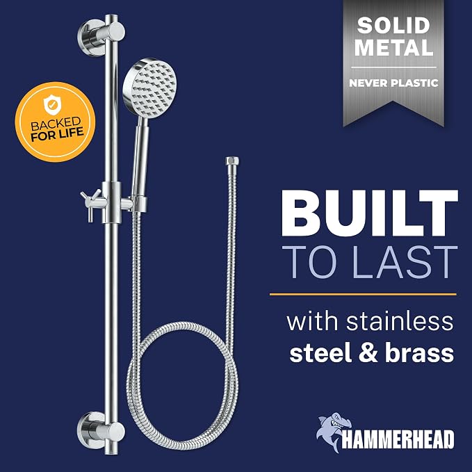 HammerHead Showers® SOLID METAL 27.5 Inch Shower Slide Bar Set and Handheld - Image 2